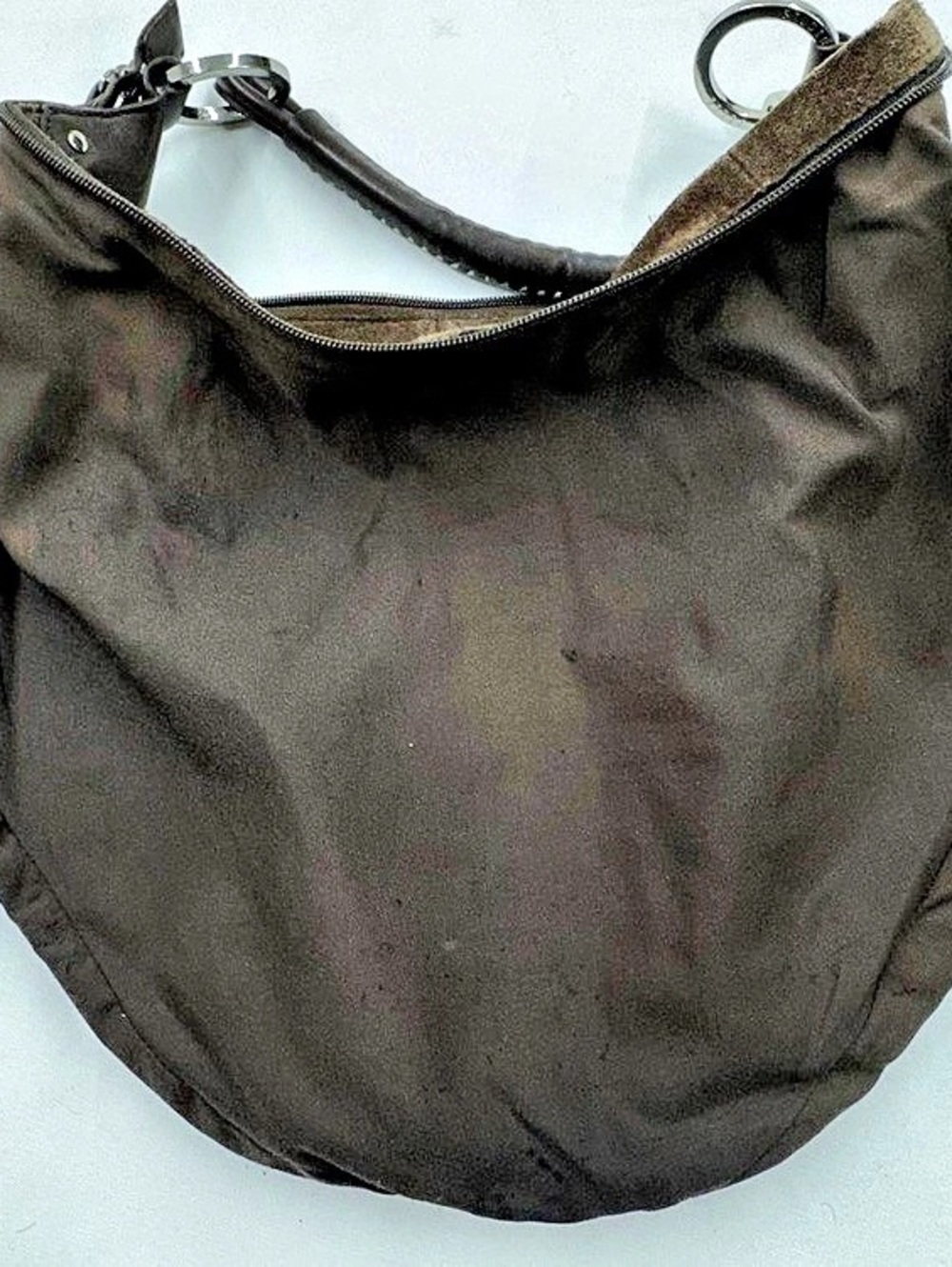 Vintage Wilsons Leather Pelle Studio Brown Suede Hobo Bag Y2K - Picture 9 of 10